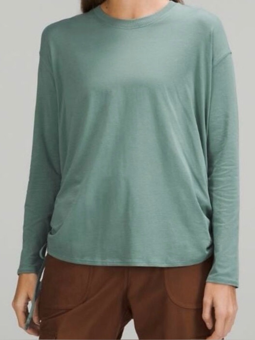 Lululemon Pima Cotton Side-Cinch Long Sleeve Shirt Tidewater Estimated Size 10